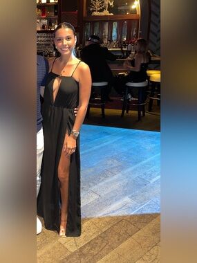 a black short dress Carmen Mock Neck Ruched Bodycon Mini Dress • Shop American Threads Women's Trendy Online Boutique Black / L main image 0
